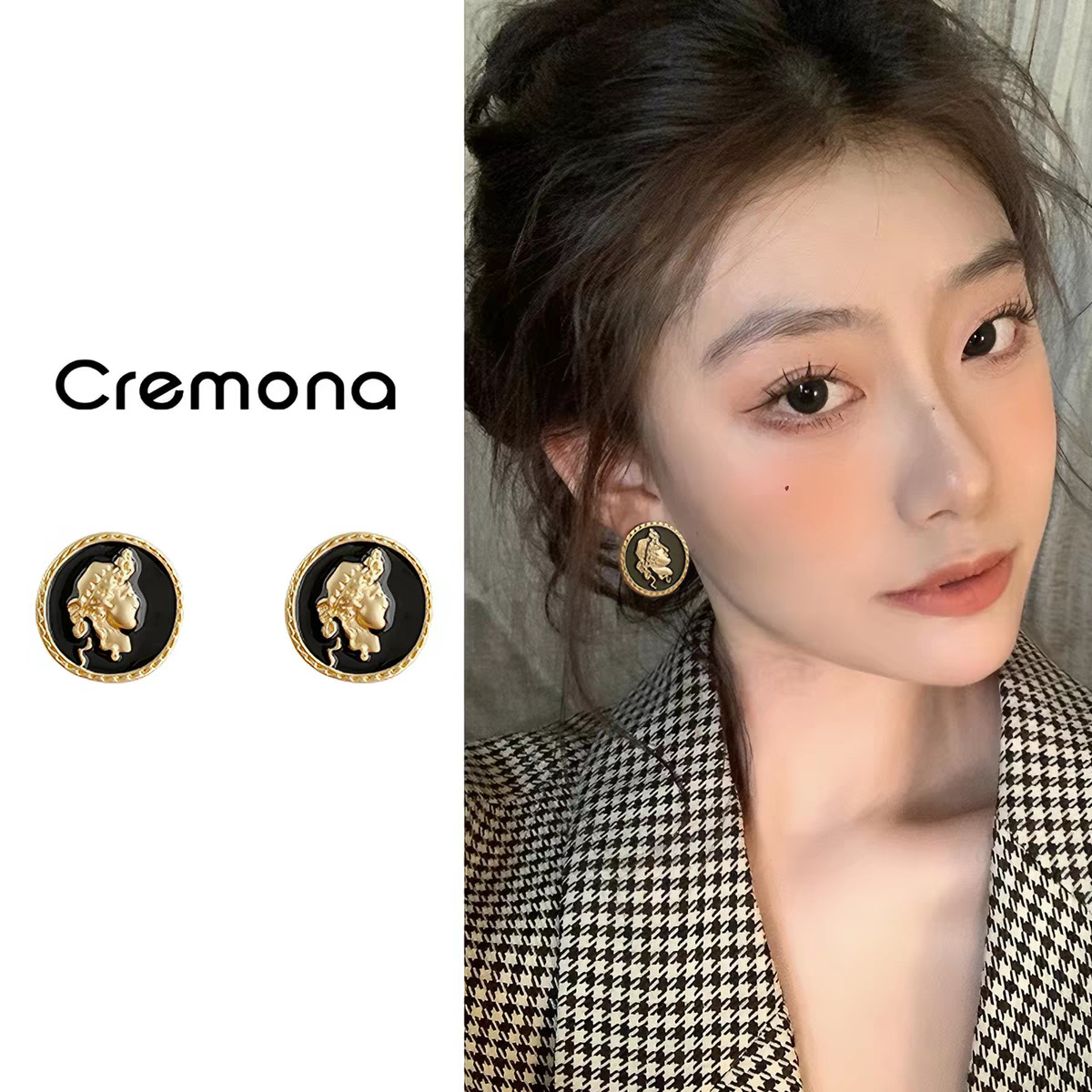 47#GT portrait round earrings