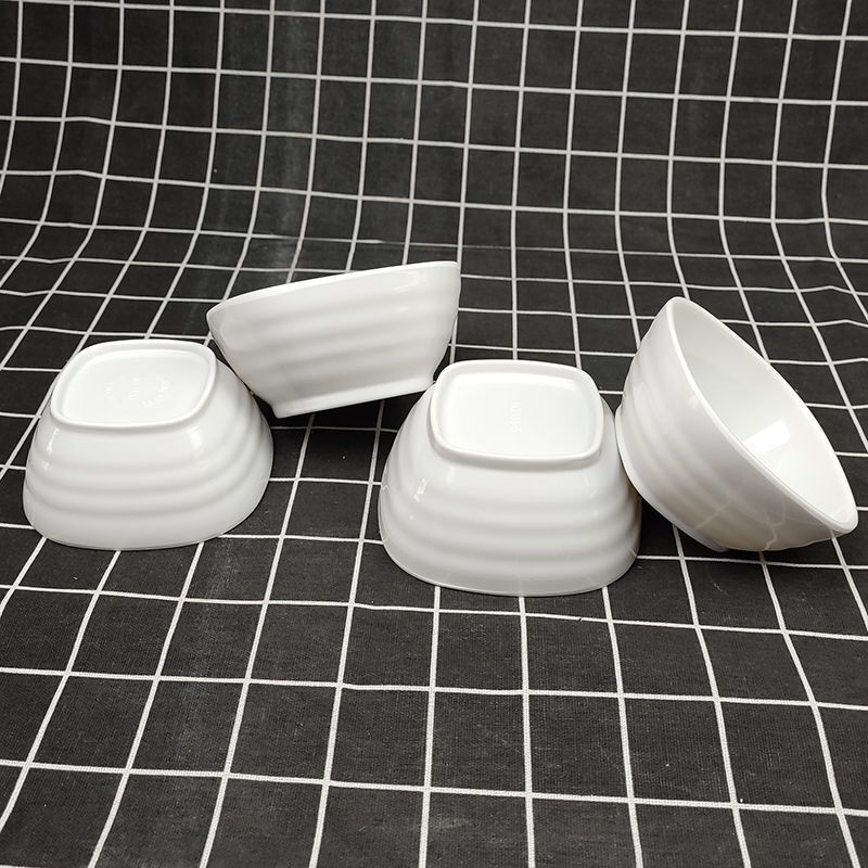 White Square Small Soup Bowl Hot Pot Restaurant Dipping Square Bowl Restaurant Small Rice Bowl Tableware Commercial Seasoning Porridge Bowl Melamine