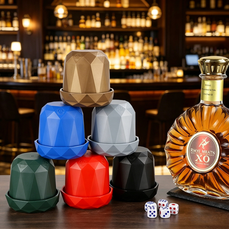 Brick Stone Dice Cup with Base, Multi-Colored Dice Cups with Dice Included, Soundproof Dice Cup for Bars, Ktvs, and Quiet Bars, Entertainment and Leisure