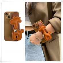 长颈鹿手腕带适用苹果14手机壳11/13Pro max纯色iPhone12软壳女款
