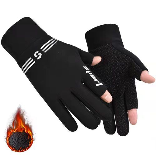 Mens Off-Season Fleece Lined Touchscreen Waterproof Windproof Warm Sports Gloves Full Finger Gloves with One-Piece Shipping