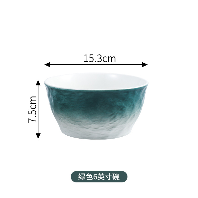 (스톤 그레인 그라데이션 그린) 6 인치 국수 그릇