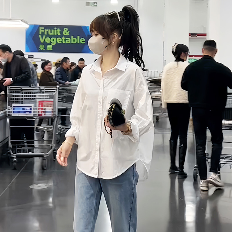 早秋装小衫休闲白衬衫女上衣初秋款新款2025爆韩系衬衣高级感寸衫|undefined
