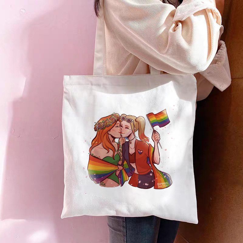 Women's Large Canvas Letter Rainbow Basic Classic Style Open Canvas Bag display picture 7