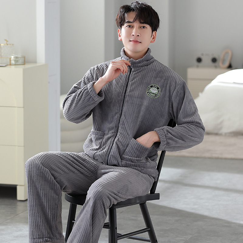 Pijama de hombre otoño 2024 nuevo hombre otoño invierno de alta sensación de coral felpa hombre felpa gruesa ropa para el hogar