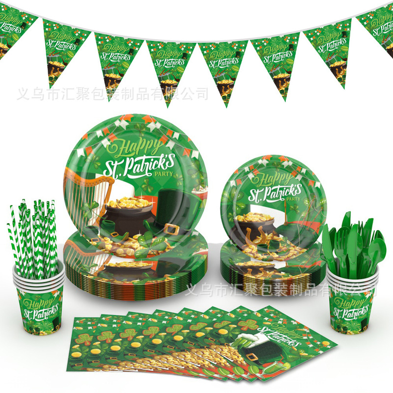 St. Patrick's Day Disposable Paper Plates Birthday Party Paper Plates Paper Towels Decoration Venue Layout Props Supplies St. Patrick's Day Disposable Paper Plates Birthday Party Paper Plates Paper Towels Decoration Venue Layout Props Supplies