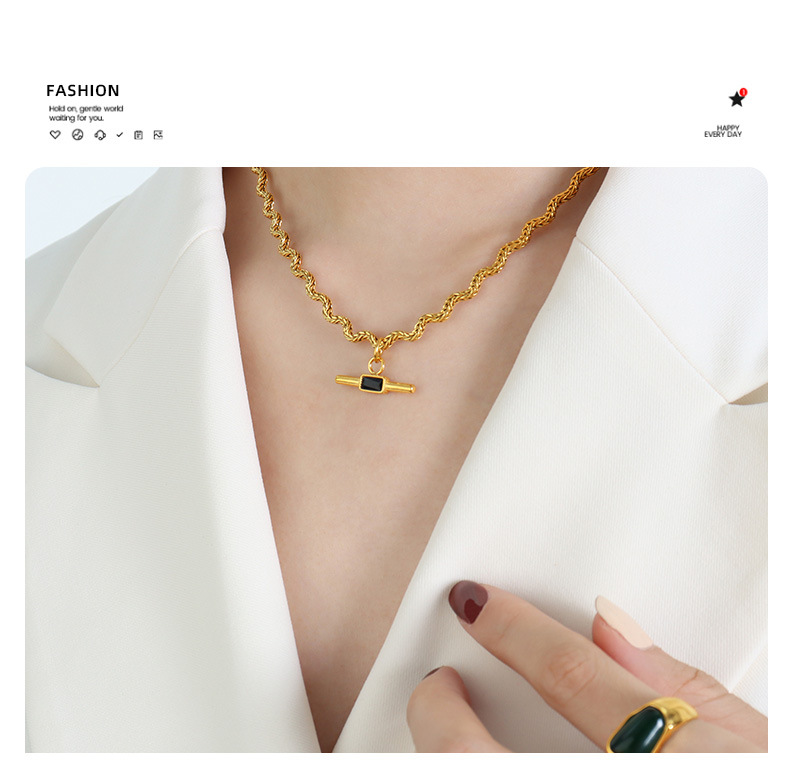 Copper Chain Material 1 Piece Quantity Ig Style Simple Style Geometric Titanium Steel Brass Plating Inlay Glass Pendant Necklace