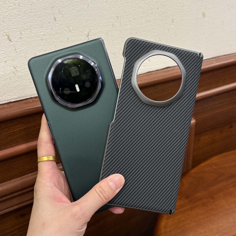Honor Magic V5用携帯電話ケース、カーボンファイバー柄、中軸保護、VS2プレーンレザーヒンジ、フルカバー、耐衝撃ハードケース|undefined