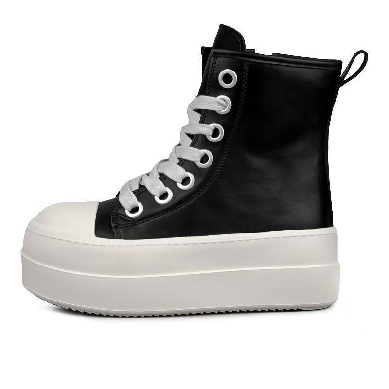 Gran Bretaña primavera y otoño nuevo estilo universal zapatos de mujer zapatos de altura alta con suela gruesa zapatos de altura ligera zapatos de tablero de moda