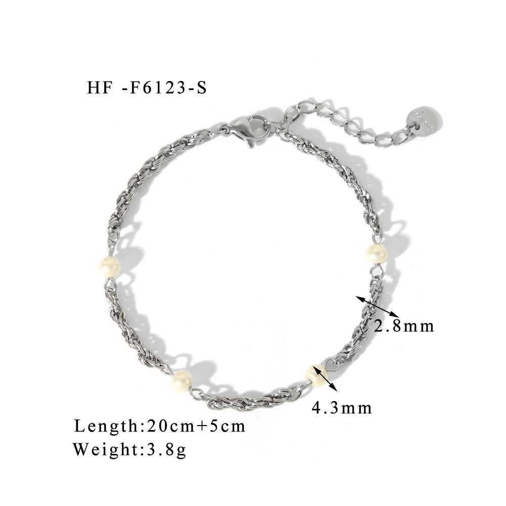 Nueva cadena de giro de onda de agua de perlas chapada en oro de acero inoxidable de gran venta INS, temperamento retro versátil