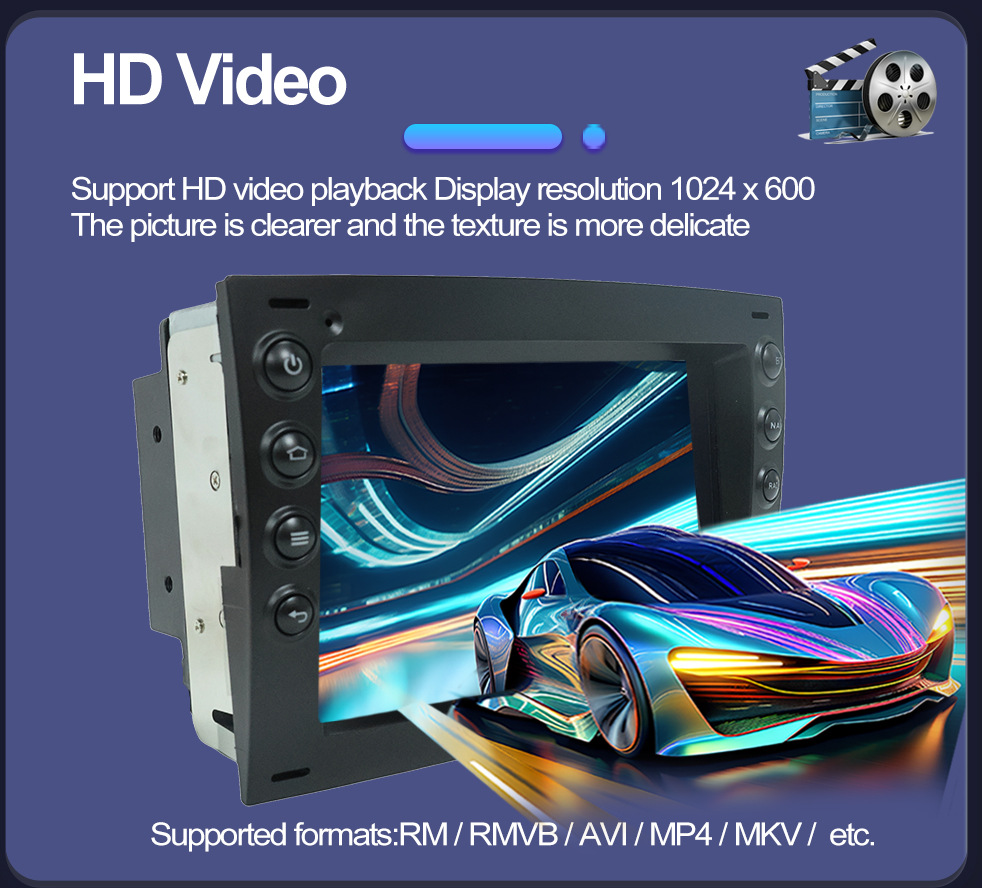 Applicable to 7inch Renault Megane Ii 2002-2009 Android Mp5 Bluetooth Car Navigation All-In-One Device Carplay