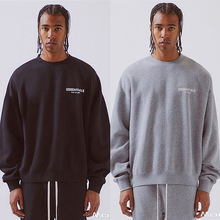 潮牌男装欧美复古ins侃爷ES简约字母印花宽松圆领卫衣加绒Hoodies