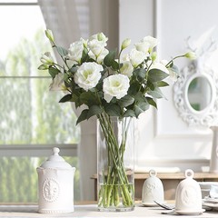 3 simulated lisianthus flowers, simulated flowers, living room home furnishings, decorative flowers, vase, home furnishings