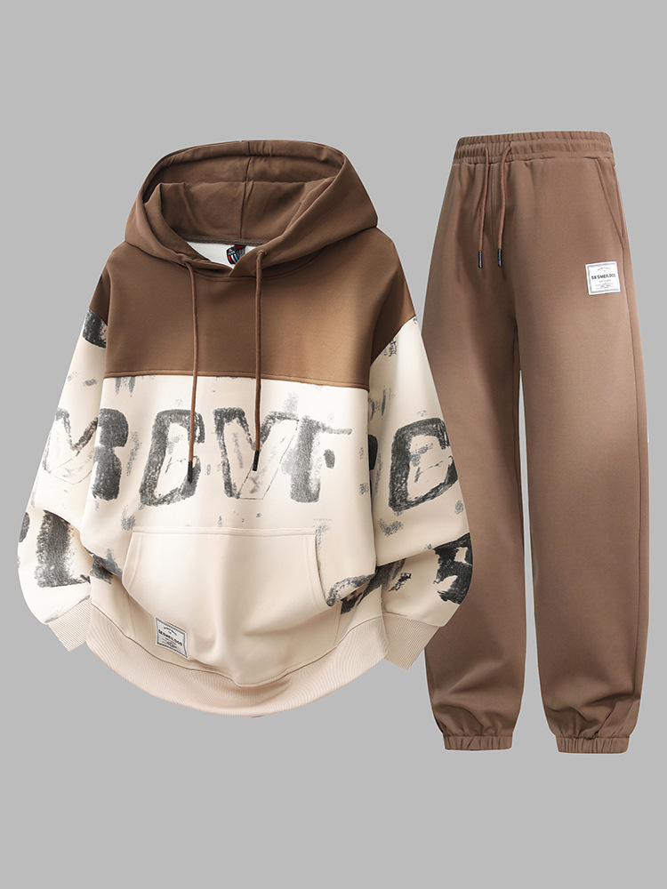 Trajes deportivos casuales juveniles hombres nuevos primavera y otoño tendencia guapo versátil chaquetas con capuzas de dos piezas