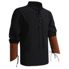 2025春秋新款服装中世纪哥特式男衬衫长袖拼接上衣外贸服饰跨境