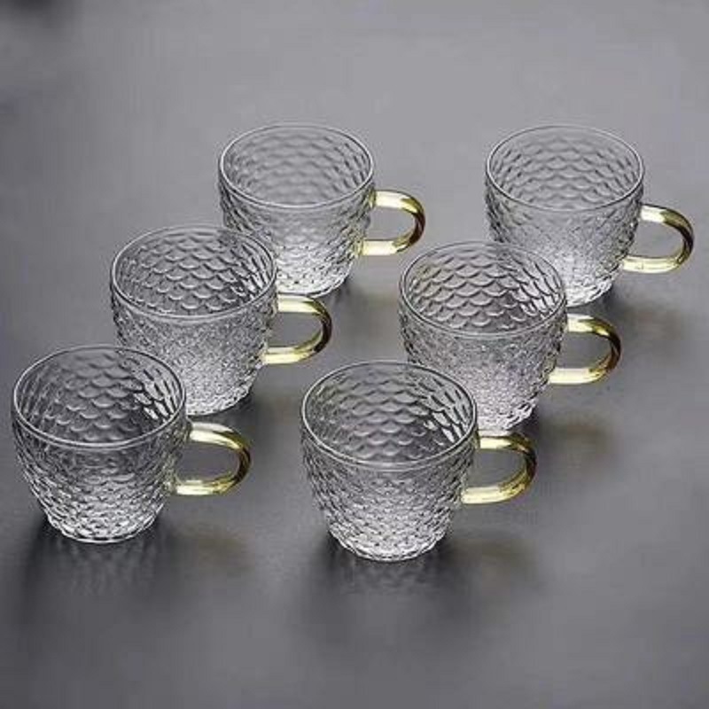 Borun martilleo de alta borosilicato juego de té de vidrio caja de regalo traje grueso de vidrio resistente al calor tetera taza de té Festival del Medio Otoño caja de regalo