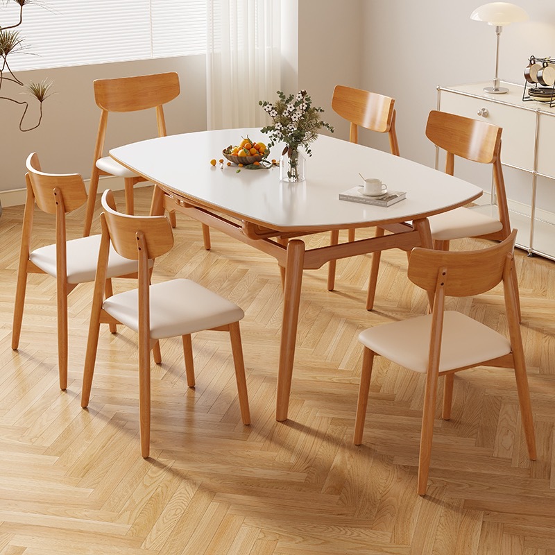 Cremoso viento nórdico madera maciza mesa telescópica nórdico pequeño hogar roca placa cuadrada redonda de doble uso japonés tabla de registro