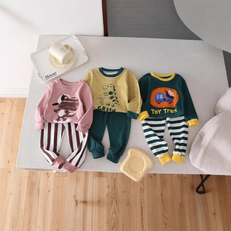 Autumn and Winter New Children's Baby Underwear suit Korean Style Baby Autumn Clothes Autumn Trousers Cotton Boys' and Girls' Home Clothes