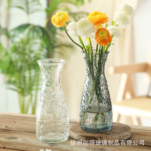 Creative embossed glass vase vintage color vase hydroponic flowers green plant decoration ornaments wholesale