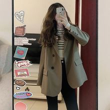 年春秋季新款设计感咖啡色西装外套女韩版气质宽松显瘦女