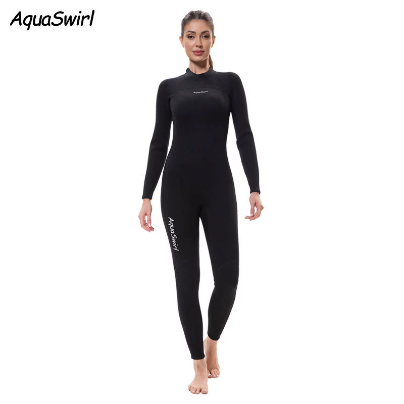 3MM one-piece diving suit, women's sun protection and warm surfing suit, long-sleeved slimming, conservative jellyfish snorkeling wet clothes