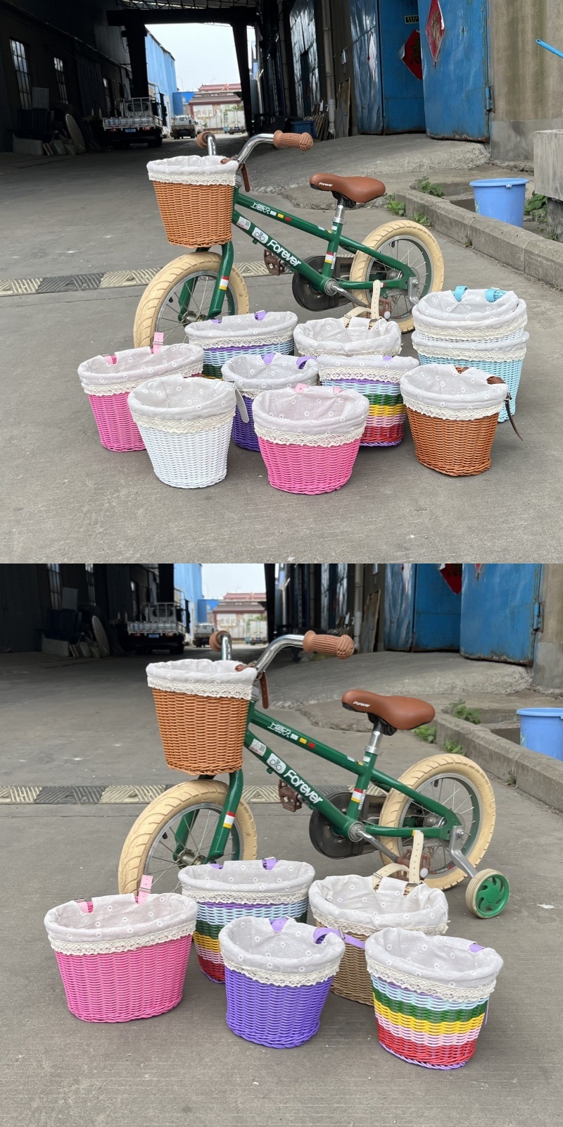 Suitable for electric vehicles, front-mounted storage bag, universal multifunctional storage bicycle basket, imitation rattan vintage storage tool