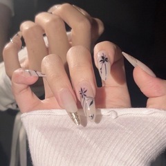 鎏金立體穿戴甲高級新中式竹影氛圍感美女美甲貼指甲片分碼十片裝