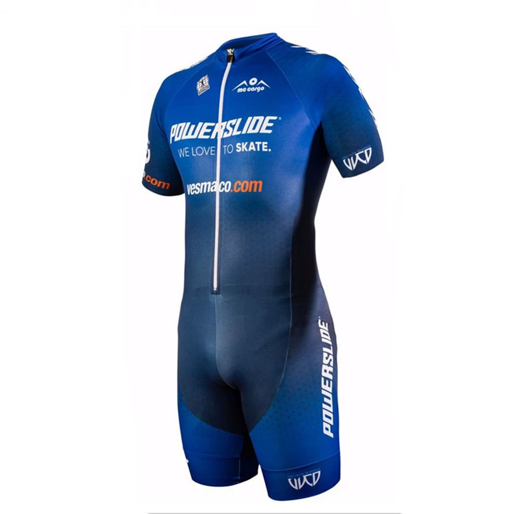 Кroupers? Нам нужно перевод: Powersline roller skating suit quick-drying breathable summer short-sleeved straight-wheel onesie triathlon clothing without pads