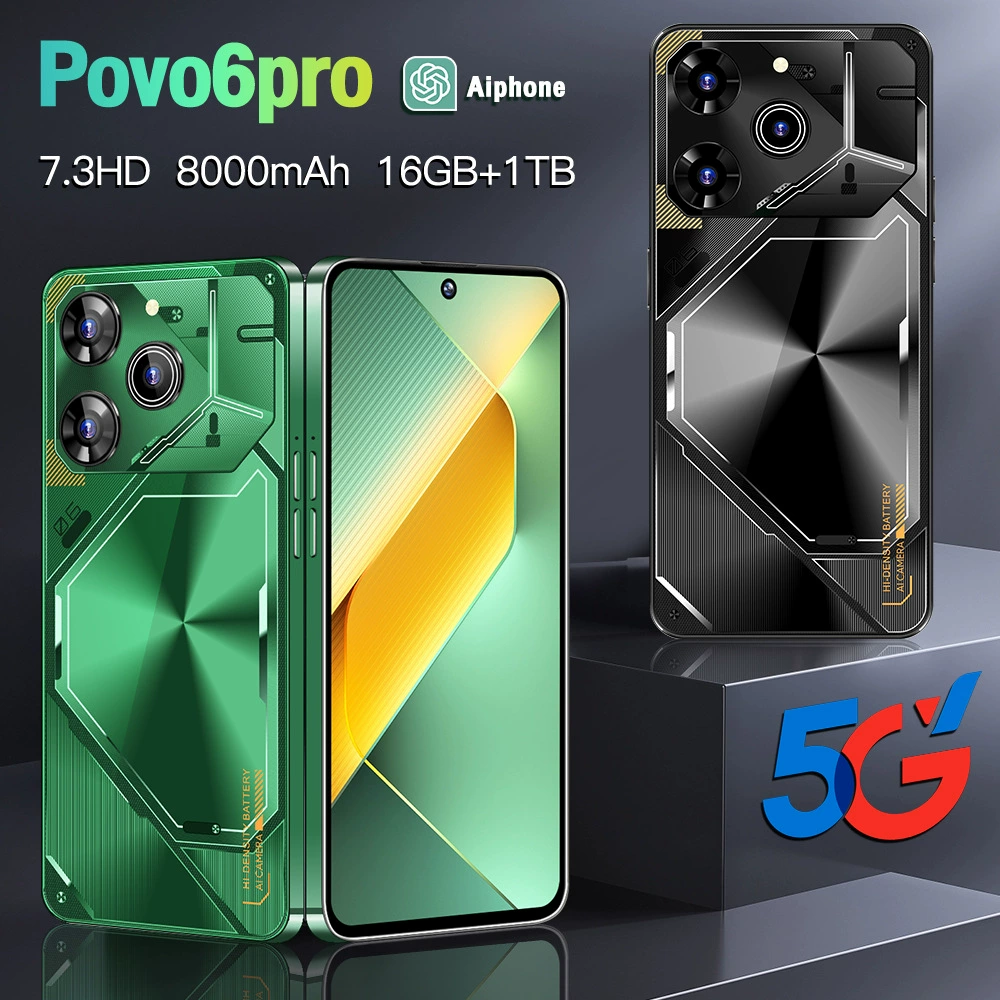 2024 год, экспорт кросс-бордер смартфон POVO6PRO с Oversized экраном 16+1T, оптовый источник фабрика