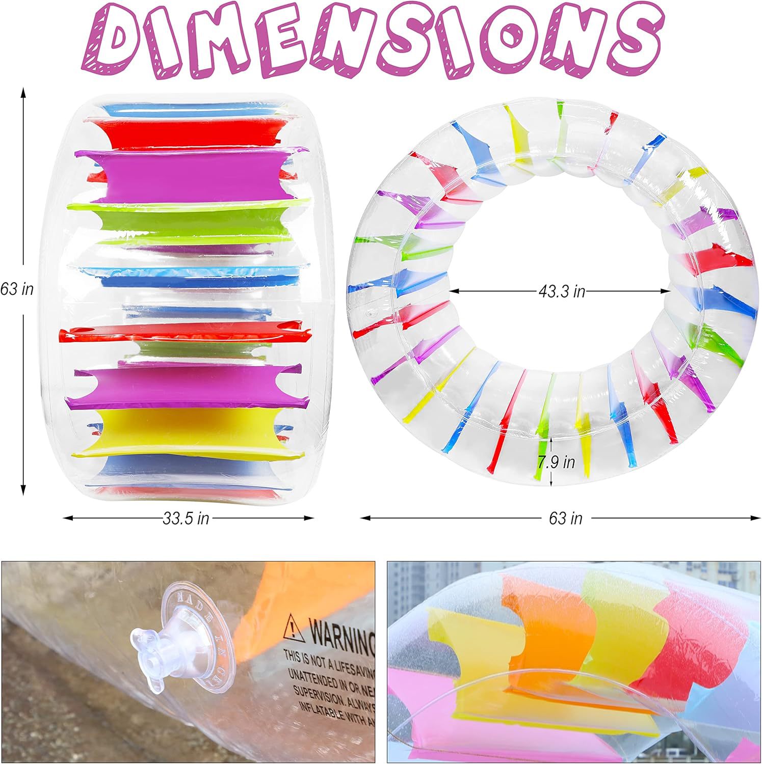 Spot Pvc Inflatable Roller Thickeneded Inflatable Colorful Cylinder Multi-Size Outdoor Water Play Colorfulful Water Roller