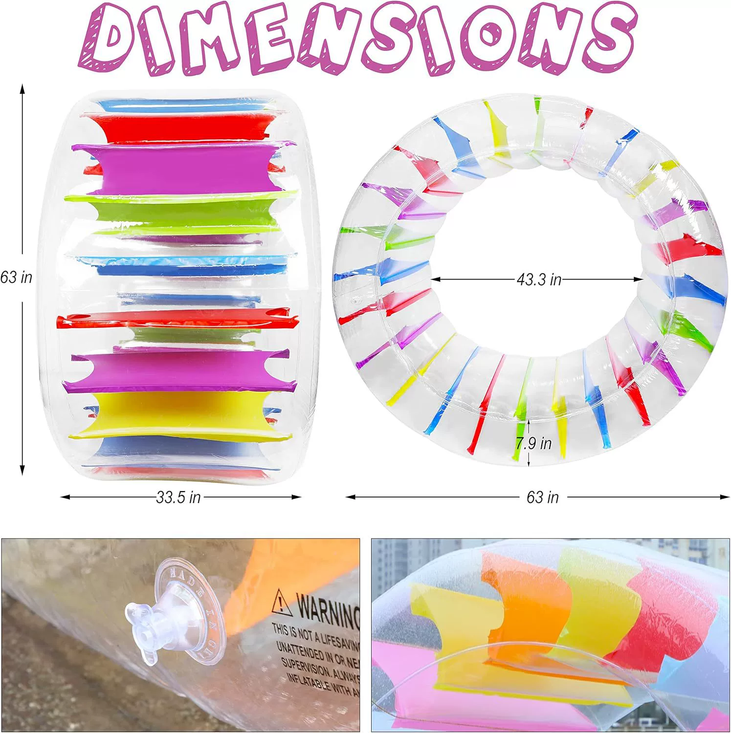 В наличии надувной ролик из ПВХ, утолщенный надувной цветной ролик, разные размеры, для игр с водой на открытом воздухе, разноцветный водный ролик