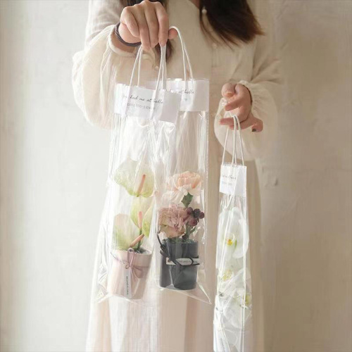 Transparent waterproof gold edge simple frame flower packaging bag single bag multiple bags bouquet handmade diy packaging materials