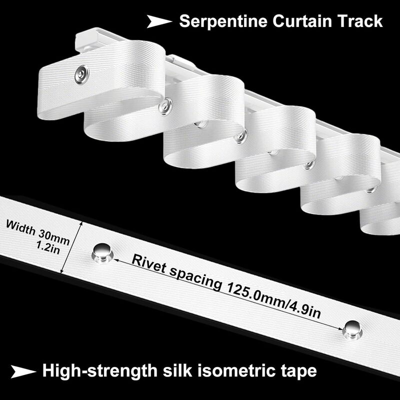 Heavy-duty snake curtain cross-border ready-made fabric tape + sliding wheel set, corrugated folding blackout window curtain, curtain track