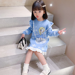 新款春季裝套頭衫愛莎連體裙圓領毛衣白雪公主冬季女韓版絨女童裝