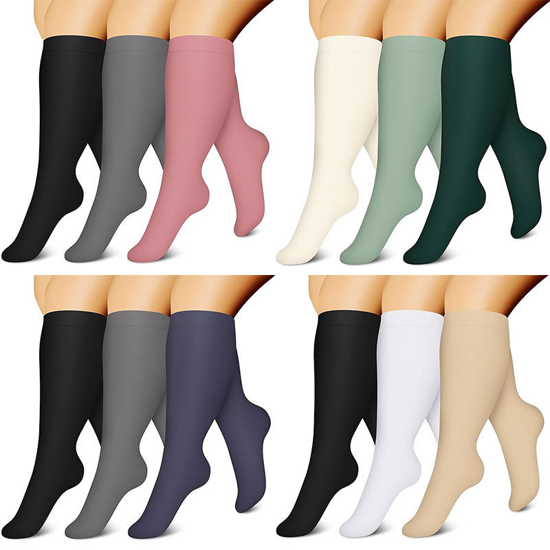 Amazon Plus Fat Plus Solid Color Pressure Socks compression sock Cross-Border Fat Sports Compression Socks