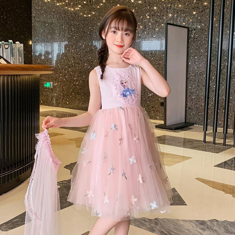 2025 Stylish Elsa Princess Dress Children's Clothing Magic Wand Girl Summer Elsa Dress Girls' Dress Toddler