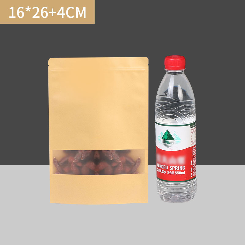 Ventana abierta Bolsa de papel Kraft esmerilado en tres dimensiones de frutas secas bolsa de envasado de alimentos se puede agregar el logotipo de la bolsa sellada autosellante de té de nuez