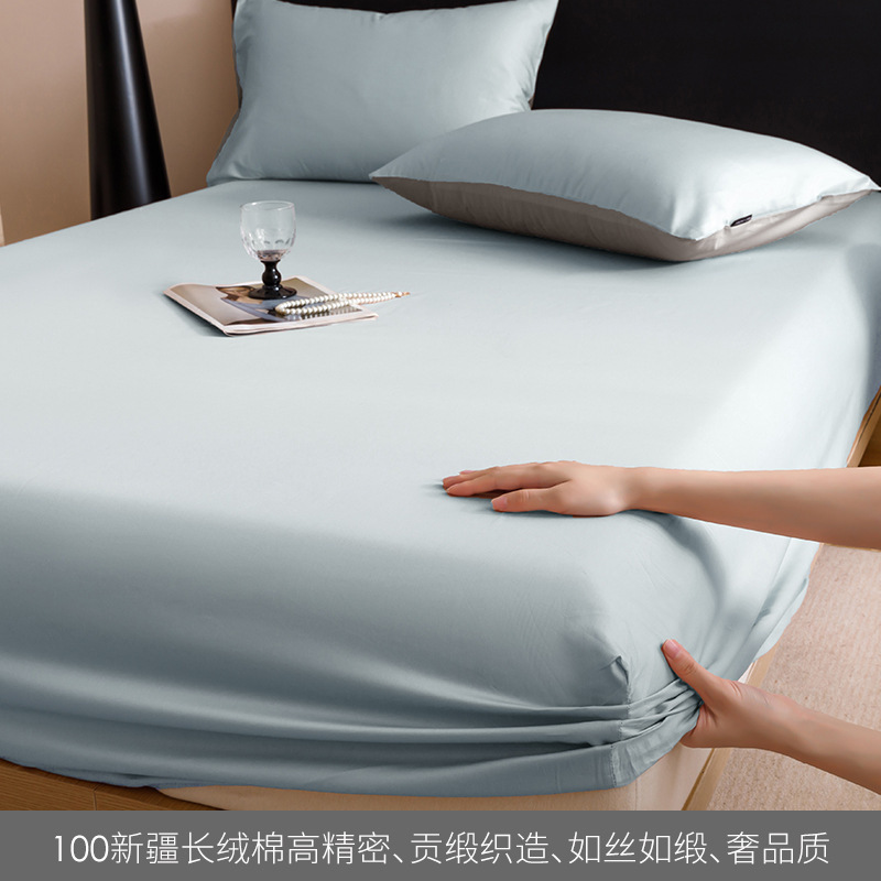 Alta gama de 100 camisas de cama de algodón largo algodón una sola pieza de color sólido tributo satin algodón cubierta de cama de tres piezas