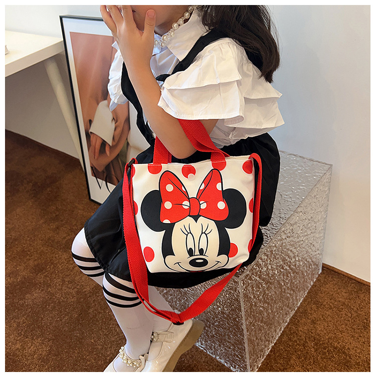 2023 Trendy and fashionable children's canvas cartoon printed crossbody bag, Korean version cute single-shoulder hand-held girls' coin purse undefined
