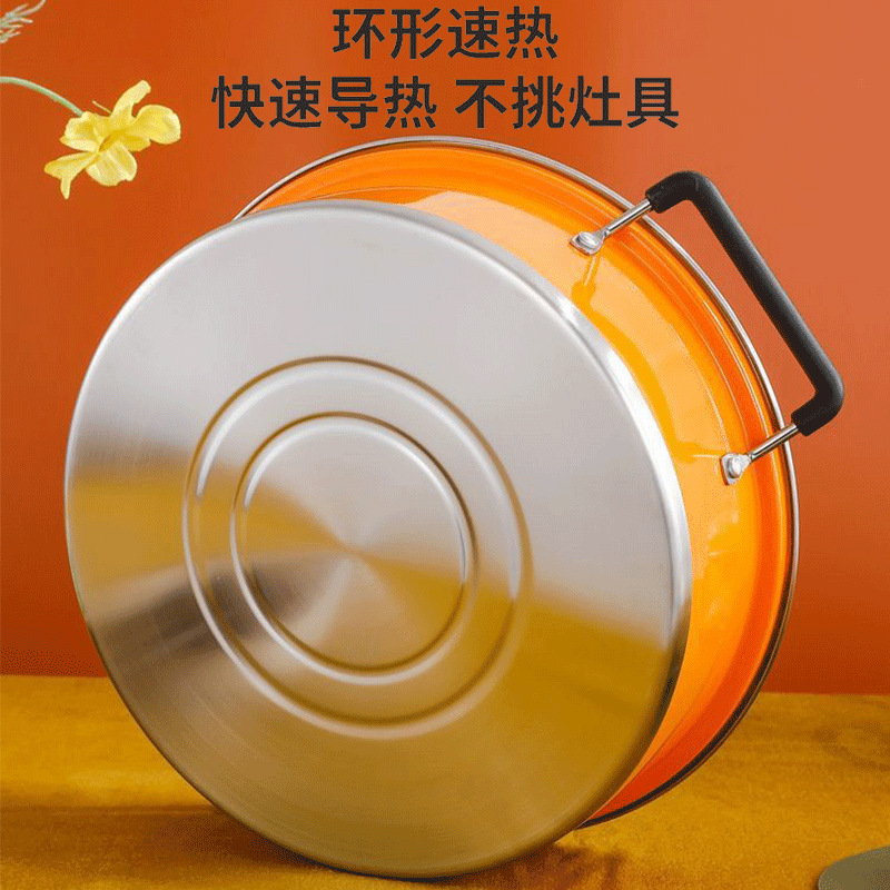 Regalo hot pot con cubierta de acero inoxidable electromagnético de gran capacidad olla de cocina de cocina de horta de verduras de vacaciones buena fortuna comienza