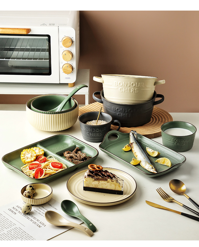 北欧风格餐具套装家用陶瓷饭碗汤碗菜盘子创意碗盘碟组