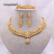 NOPEET Dubai Jewelry 24K Gold Plated Jewelry Set 24K Gold Necklace Earrings Bracelet Ring Jewelry Set