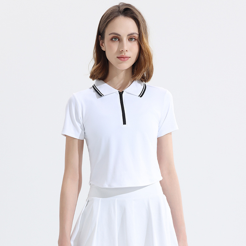 Summer Sports Short-Sleeved Women's Quick-Drying T-Shirt Fitness Casual Tops Running Training Clothes Tennis Badminton Polo Shirt