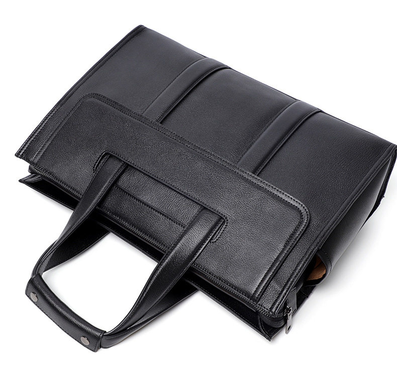 Túi xách nam dung tích lớn 40×13×29 cm đựng laptop 15,6 inch, túi đeo chéo vai da bò — Lớp lót nỉ cao cấp màu đen chi tiết 19