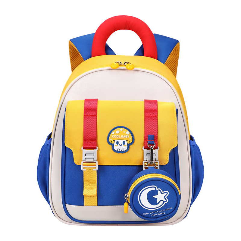 Mochila escolar de jardín de infantes para reducir la carga de las clases pequeñas y medianas Mochila escolar de alto valor, ligera y transpirable para niños, color de caramelo de dopamina