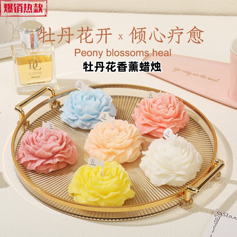 Peonía cera de cera de cera de soja interior regalo de mano estilo de mano de cumpleaños atmósfera de alto nivel regalo aroma