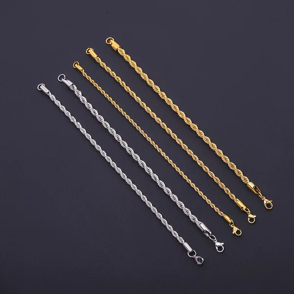 Stainless Steel Twist Bracelet, Cross-Border Hot-Selling 18K Vacuum-Plated Color-Preserving Titanium Steel Bracelet Jewelry for Men and Women