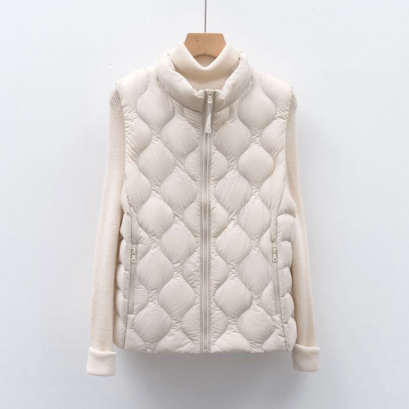Pinghu Chixin 90 Velvet New National Standard Women's Autumn and Winter Lightweight down Jacket Wave Pattern Vest Stand Collar Vest Jacket Pinghu Chixin 90 Velvet New National Standard Women's Autumn and Winter Lightweight down Jacket Wave Pattern Vest Stand Collar Vest Jacket