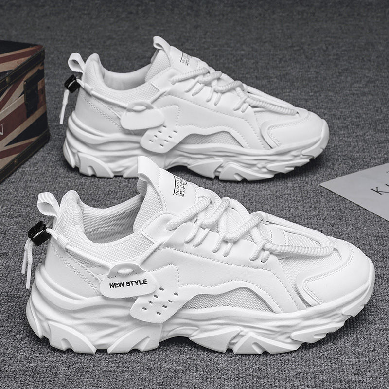 Zapatos de invierno de hombre ventilados 2025 nuevos zapatos deportivos negros casuales de malla gruesa suela alta zapatos de trabajo de papá