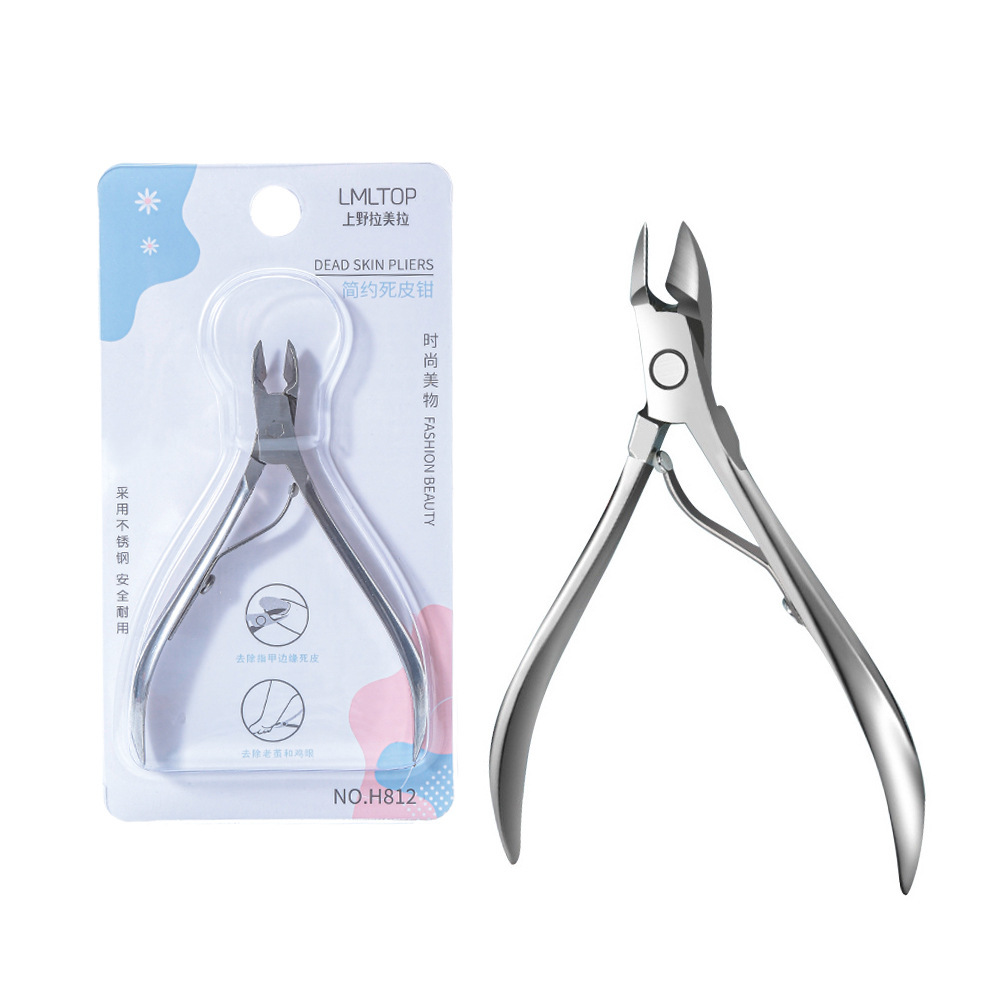 Cepilla de piel muerta de acero inoxidable de lamela, alicates de piel muerta, alicates de manicura de belleza de un solo tenedor, herramientas de uñas de belleza H812